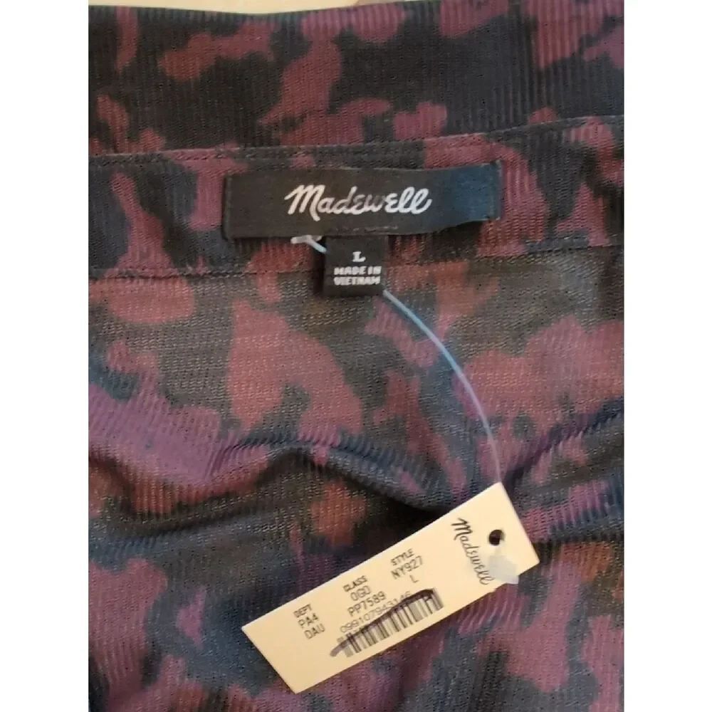 NWT Madewell Chandra Long-Sleeve Polo Midi Dress Deep aubergine Purple Floral L - Picture 4 of 15